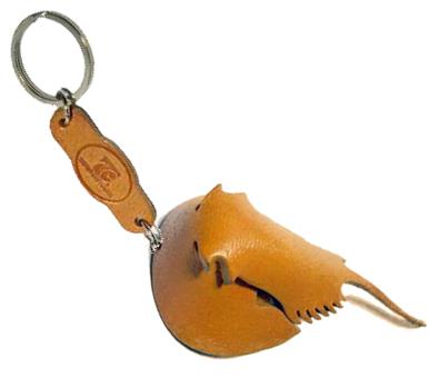 พร้อมส่ง พวงกุญแจหนังแท้ Handmade รูปเเมงดาทะเล