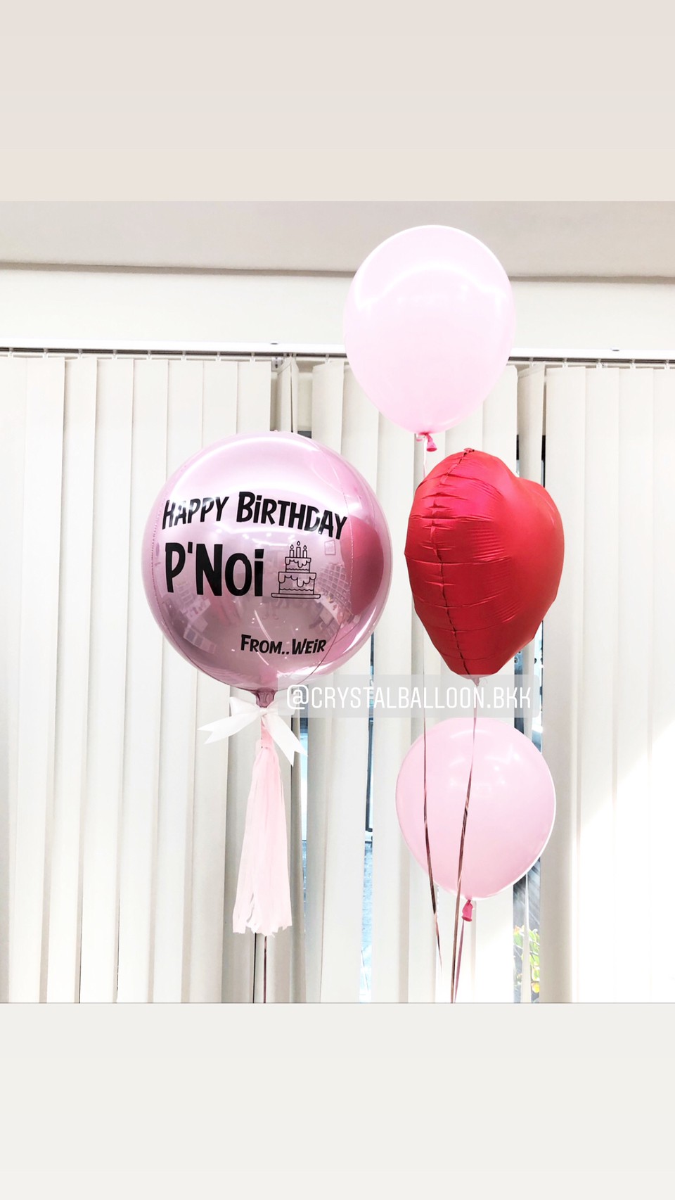 ลูกโป่ง วันเกิด ฟอยล์กลม USA ขนาด 18" สีชมพู พร้อมตกแต่ง ช่อลูกโป่ง 1 ช่อ สามารถเปลี่ยนสีลูกโป่ง/เปลี่ยนข้อความได้