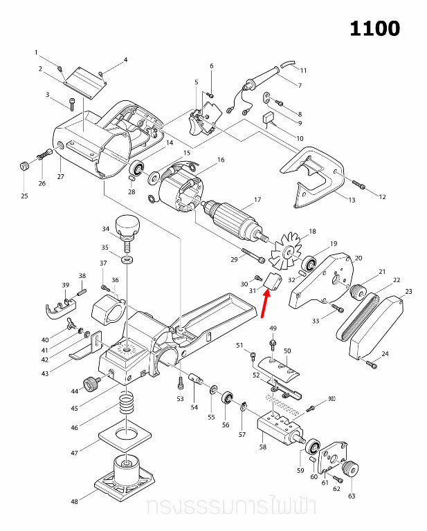 BAFFLE COVER กบไสไม้ไฟฟ้า Makita มากีต้า 1100 [#31] Pn.342148-5 (แท้) ##