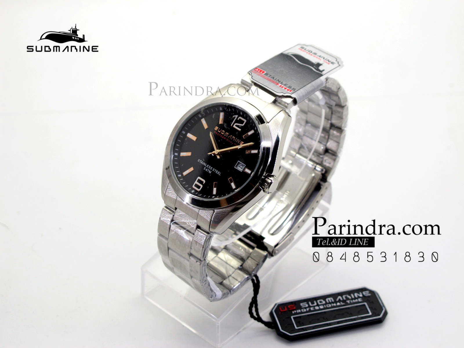 นาฬิกา US submarine รุ่น SUB039 แสตนเลสหน้าปัดสีดำ ของแท้100%