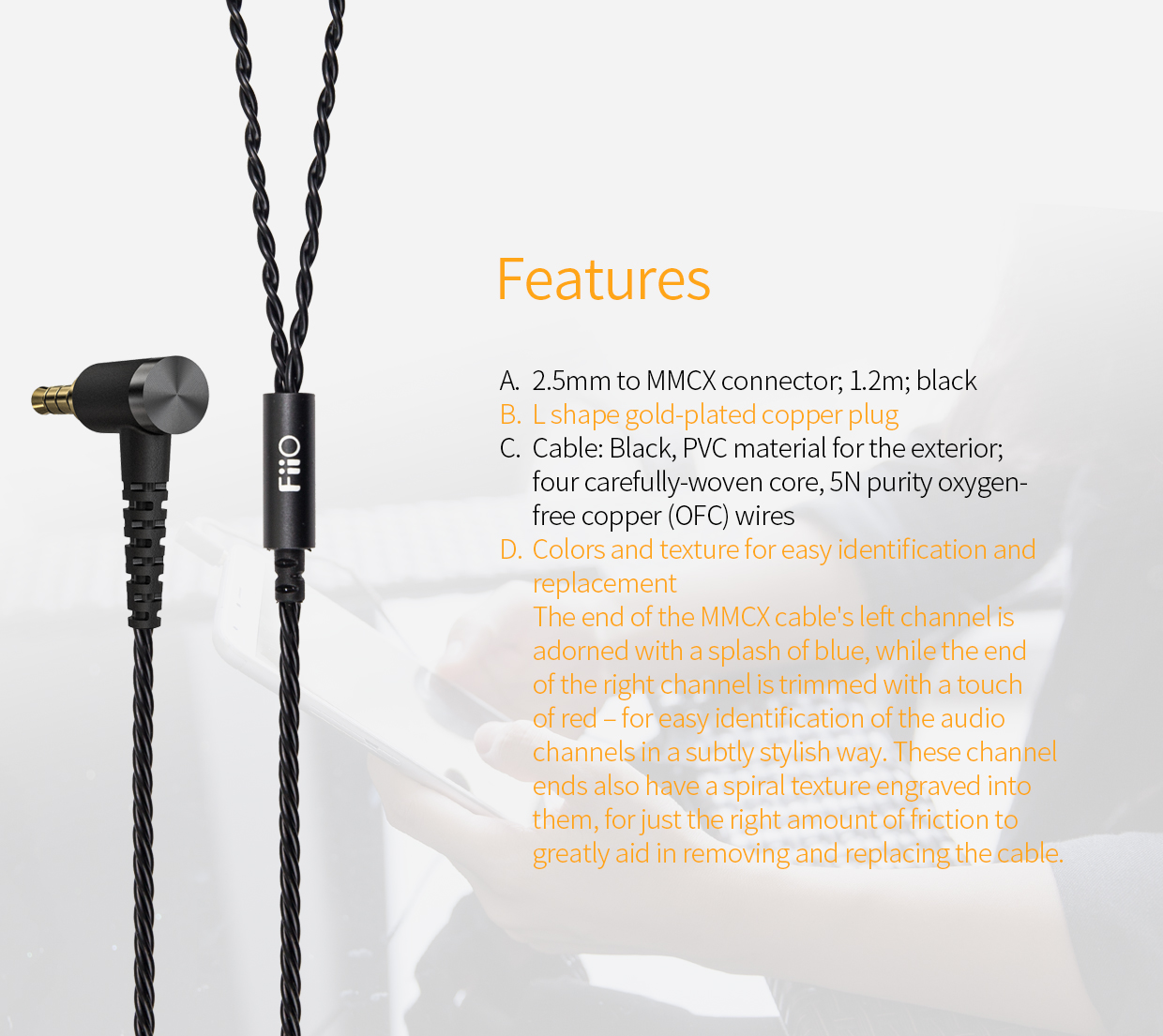 ขาย FiiO RC-MMCX3B สายหูฟัง MMCX แบบ 2.5 balanced