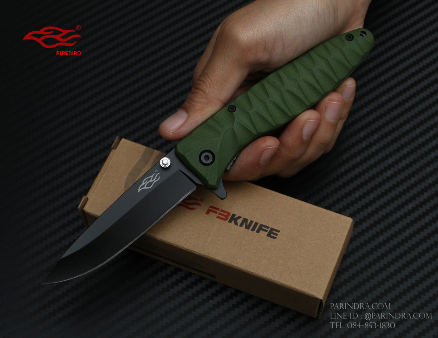 มีดพับ GANZO FIREBIRD F620-G1 ด้ามสีเขียวแก่ ของแท้ 100%