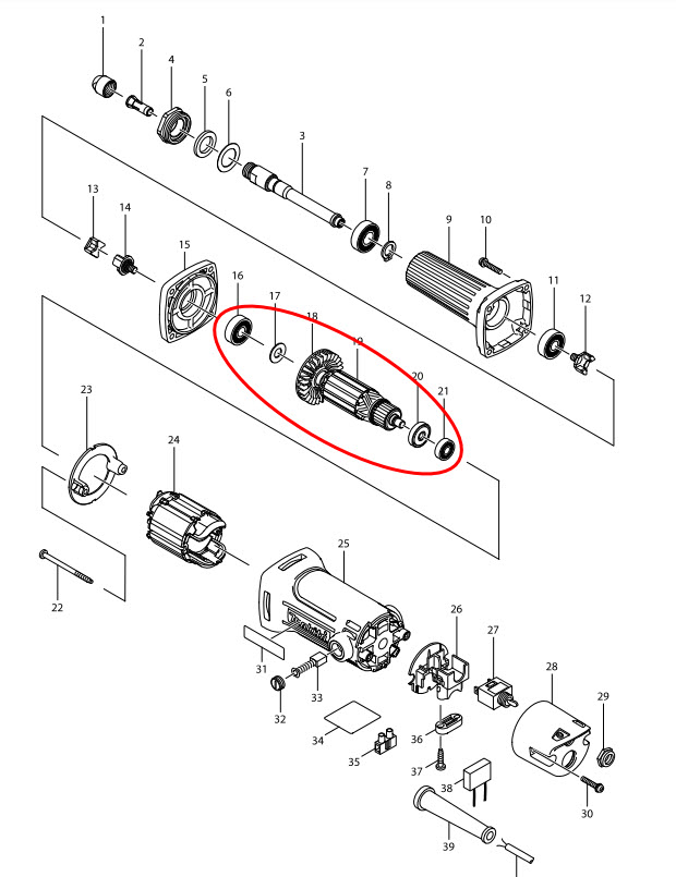 ทุ่น เครื่องเจียรแกน มาคเทค Maktec MT910 (แท้) ##
