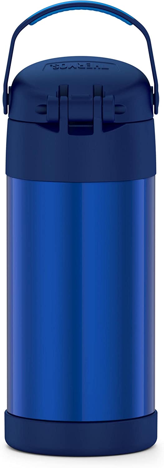 กระติกดูดน้ำแตนเลสหุ้มฉนวนสุญญากาศยี่ห้อ Thermos ของแท้ขนาด 12 ออนซ์ ลาย Blue
