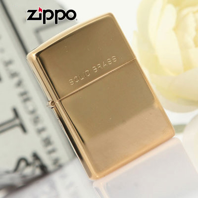 ไฟแช็ค Zippo แท้ สีทองอร่าม สลัก Solid Brass " Zippo 254 Regular High Polished Brass" แท้นำเข้า 100%