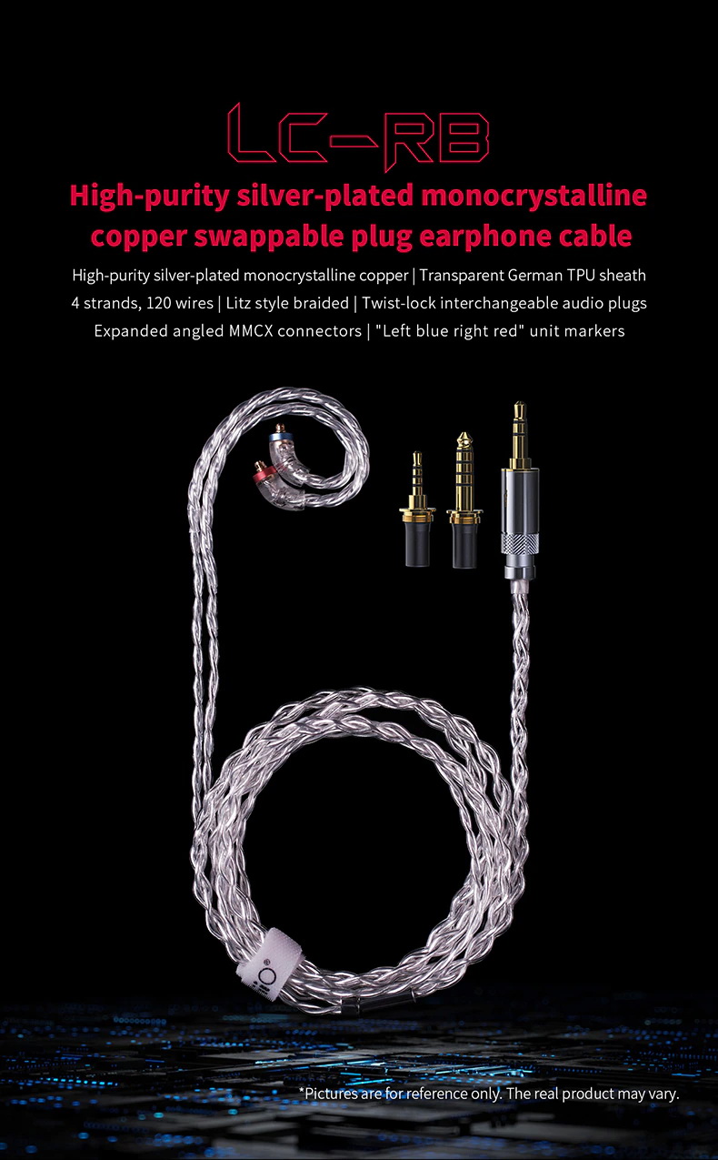 FiiO LC-RB สายอัพเกรดหูฟังทองแดงผลึกเดี่ยวชุบเงินถัก เปลี่ยนหัวแจ๊คได้