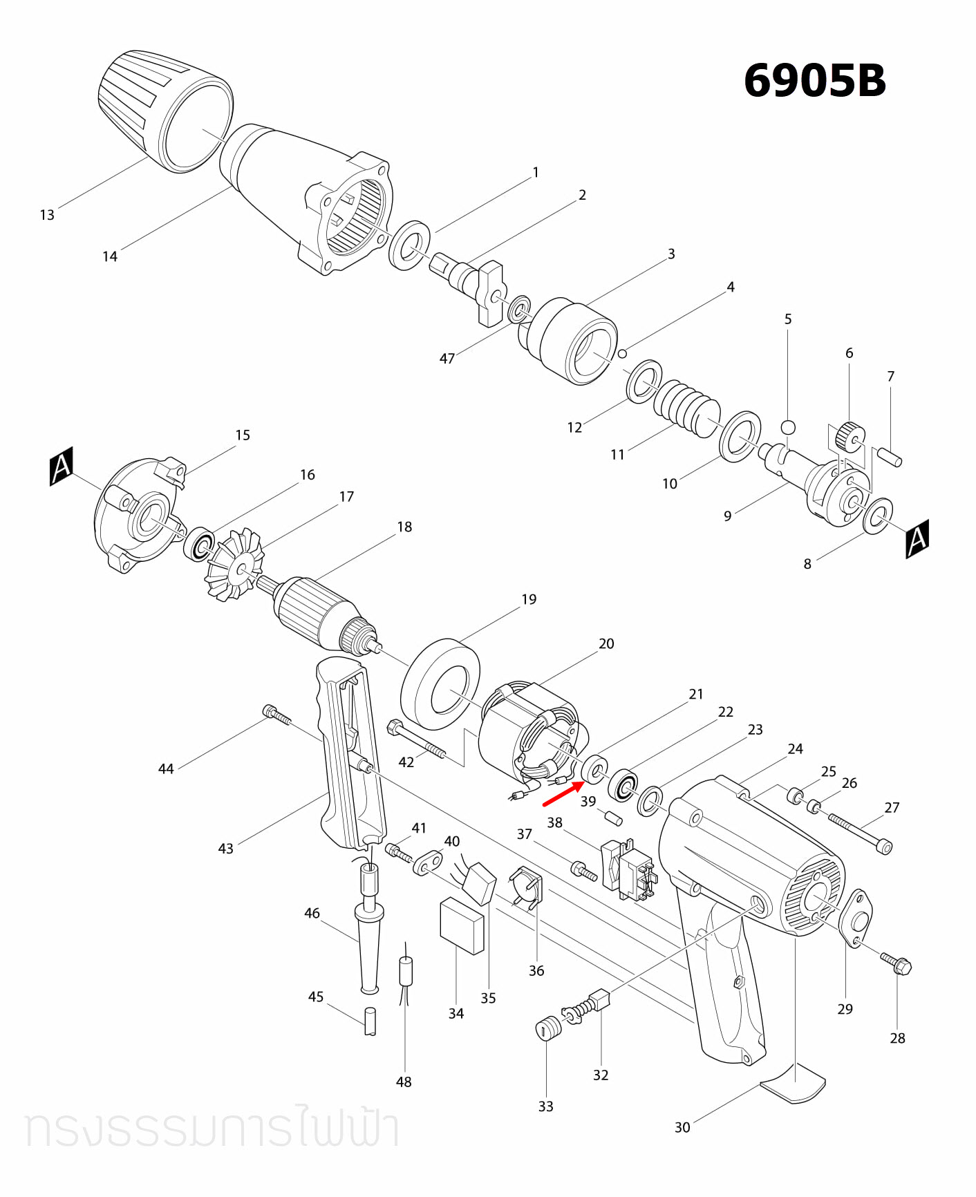 แหวนยาง บล็อคไฟฟ้า Makita มากีต้า 6905B [#21] Pn.681614-0 (แท้) ##
