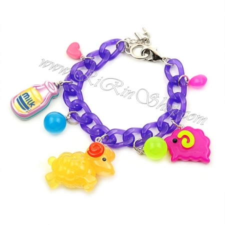 Aznavour & GraindeBeaute สร้อยข้อมือเซลลูโลสแกะน้อย เส้นม่วง ( Yellow )