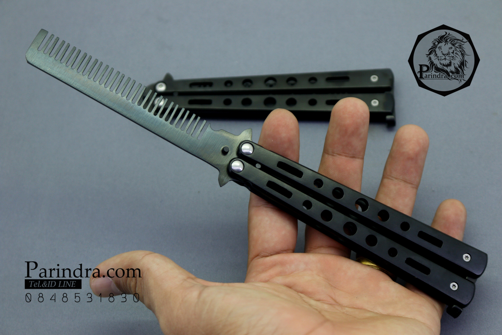 มีดบาลีซอง Balisong มีดควง มีดปีกผีเสื้อใบเป็นหวีสีดำ ขนาด 9 นิ้ว BLA015