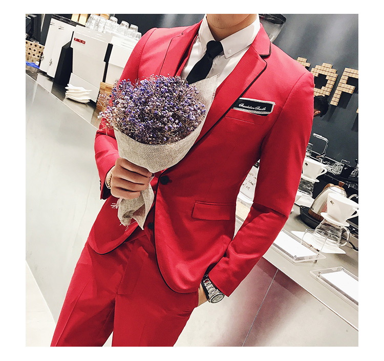 Pre-order ชุดสูทชาย สีแดง เข้ารูป