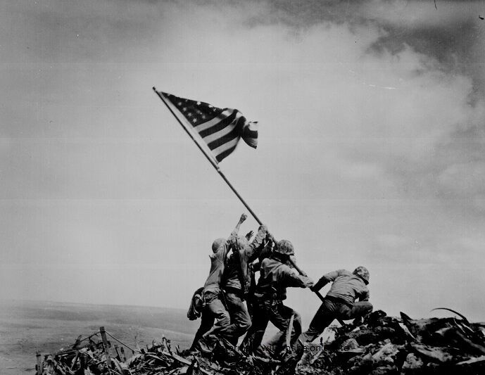 บล็อก 2 ติดชานบน แสตมป์อเมริกา ชุด IWO JIMA (U.S. MARINES) สงครามโลกครั้งที่ 2 ปี 1945