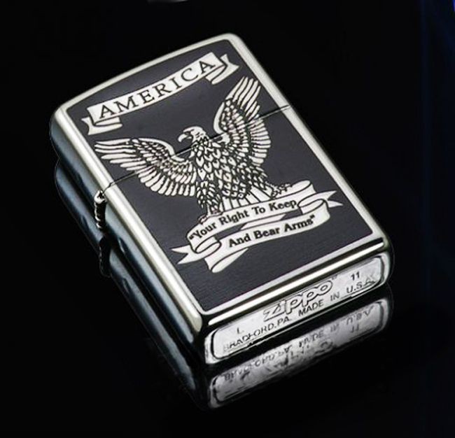 ไฟแช็ค Zippo แท้ " Zippo 28290, America-Right to Bear Arms" แท้นำเข้า 100%