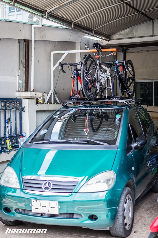 แร็คบรรทุกจักรยาน Hanuman rack C01, Car Bike Rack สำหรับบรรทุกรถจักรยานบนหลังคา ไม่มีแร็คจับตัวรถ (คานอลูมิเนียม 2 เส้น + ตัวจับหลังคา 4 มุม) **แยกรุ่น**