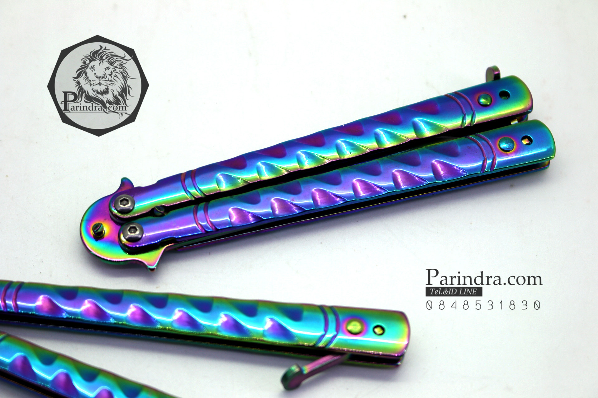 มีดบาลีซอง Balisong มีดควง มีดปีกผีเสื้อ สีรุ้งอะโนไดซ์ ขนาด 9 นิ้ว BLA007
