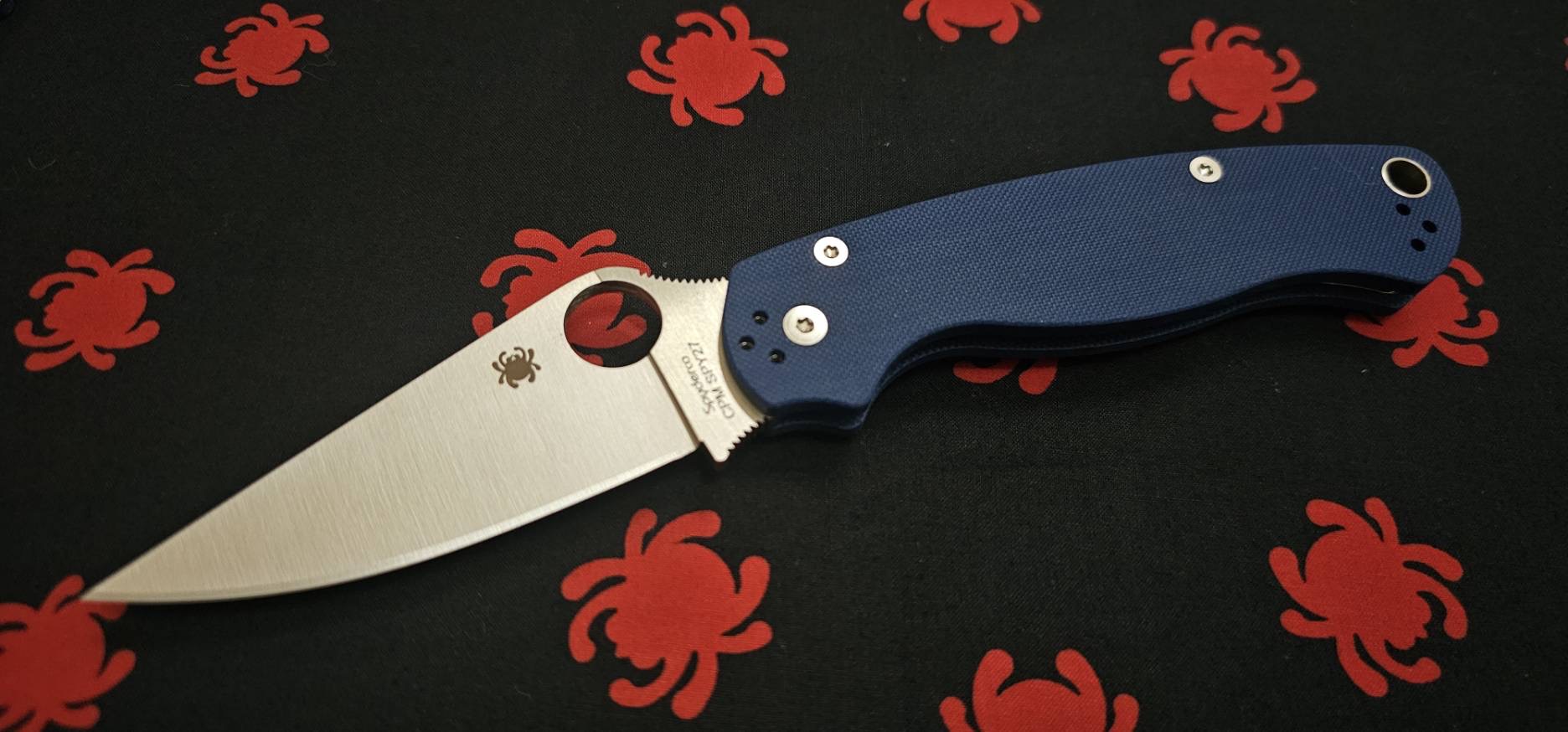 Spyderco Paramilitary SPY27 Compression Lock Knife Cobalt Blue G-10