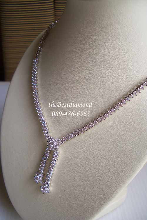 BN018RD+++สร้อยเพชร ปมดอกไม้++ แบบหรูหรา สวยมากๆ ดูไฮโซ เพชรแวววาว ดูทันสมัย เหมือนงานร้านจิวฯเลยค่ะ ใส่ออกงานได้สบายมากๆๆ