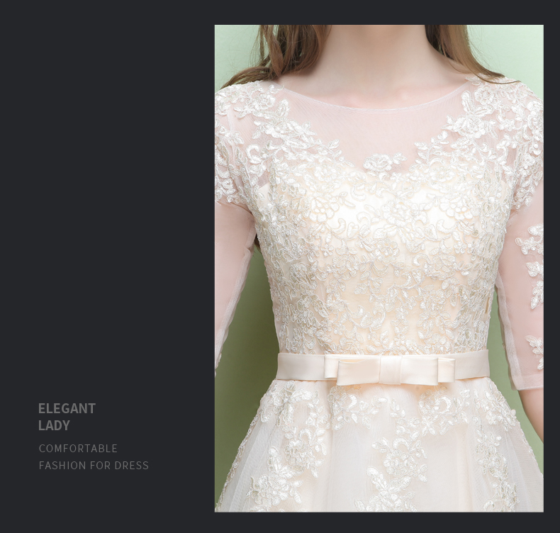 Pro-order เดรส สีครีม แขนยาว ปาดไหล่ ลูกไม้ ถ่ายพรีเวดดิ้ง (ซิปหลัง)