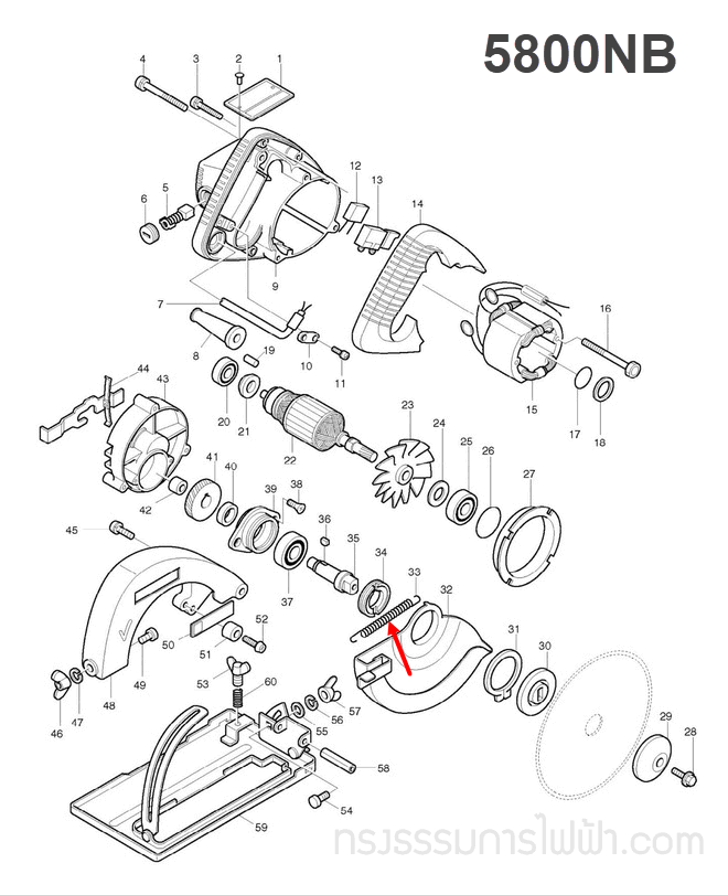 TENSION SPRING 4 เลื่อยวงเดือน Makita-มากีต้า 5800N [#53], 5800NB [#33] Pn.231730-4 (แท้)##