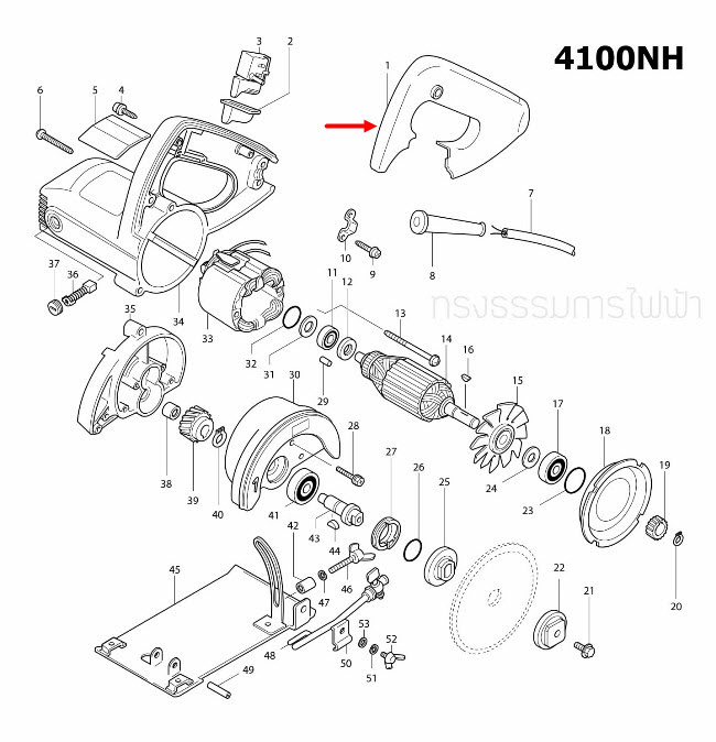 ฝาปิดด้าม เครื่องตัดคอนกรีต Makita มากีต้า 4100NH [#1] Pn.415600-7 (แท้) ##