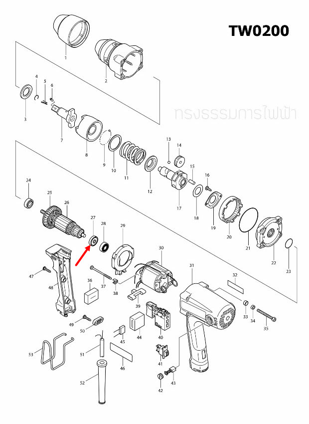 INSULATION WASHER สว่านโรตารี่ Maktec มาคเทค, Makita มากีต้า MT870, MT871, M8701, M8701B, JR140D, JR180D, BJR240, KP0800, HR2230 Pn.681652-2 (แท้) ##