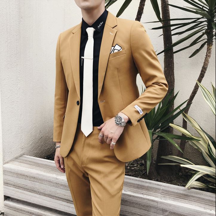 Pre-order เสื้อสูทชาย น้ำตาลทอง หล่อเนียบ ทรงสลิม