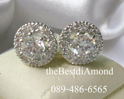 BE817RD+++ต่างหูเพชรล้อม+++งานสวย เรียบร้อย หรู ดูดีมากๆๆค่ะ ฝังแบบหนามเตยงานดีมากๆๆๆ เหมือนของจริงสุดๆ หรูหราแพรวพราว ขนาดไม่ใหญ่มาก