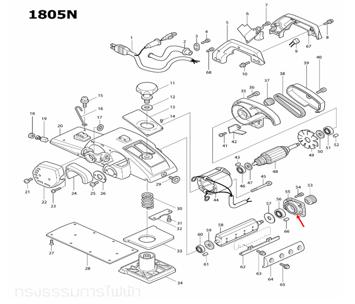 ฝาปิดลูกปืน กบไสไม้ไฟฟ้า Makita มากีต้า 1804N [#51], 1805N [#55] Pn.157023-0 (แท้) ##