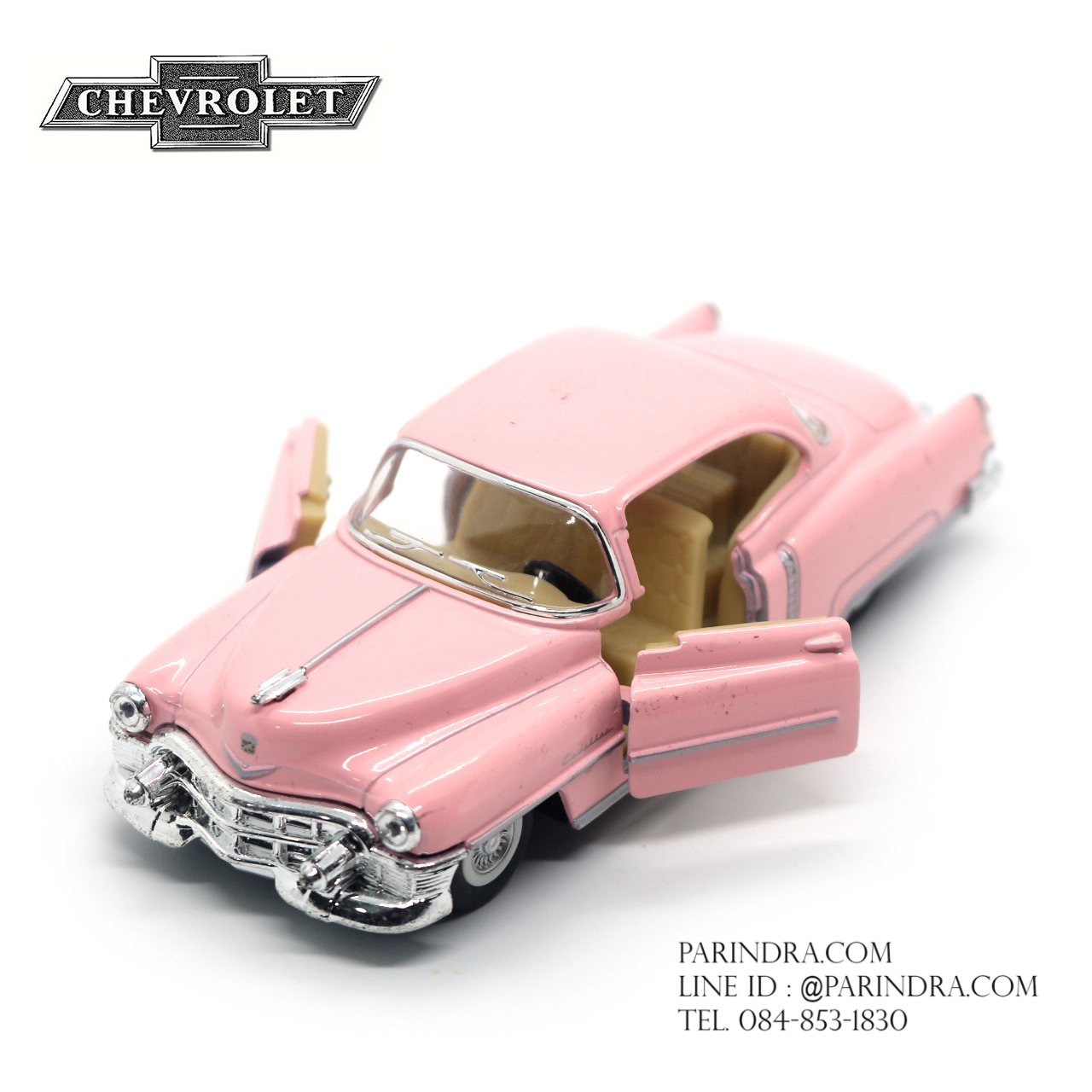 โมเดลรถเหล็ก รถจำลอง CHEVROLET CORVETTE 1957 สีชมพู