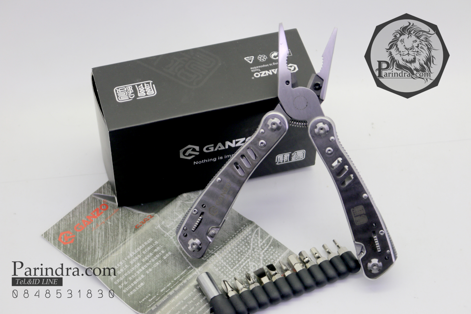 คีมเอนกประสงค์ Multi-Tools Ganzo กานโซ่ รุ่น G302-H สีเงินไทเทเนี่ยม ของแท้ 100%