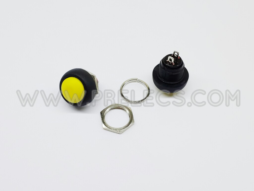 Push button switch กดติดปล่อยดับ สีเหลือง