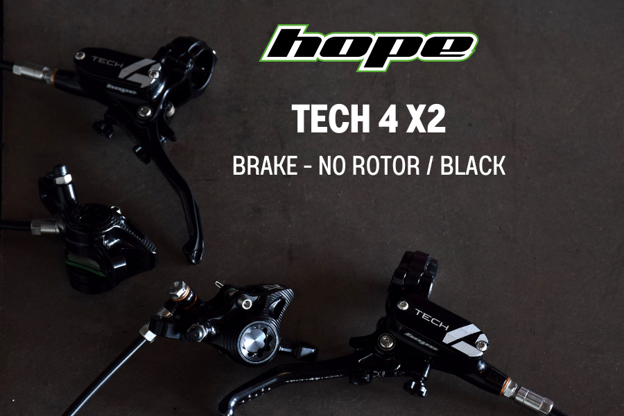 ชุดดิสเบรคหน้า-หลัง HOPE TECH 4 X2 NO-ROTOR DISC BRAKE SET (front+rear) "Our hard hitting downhill brake"