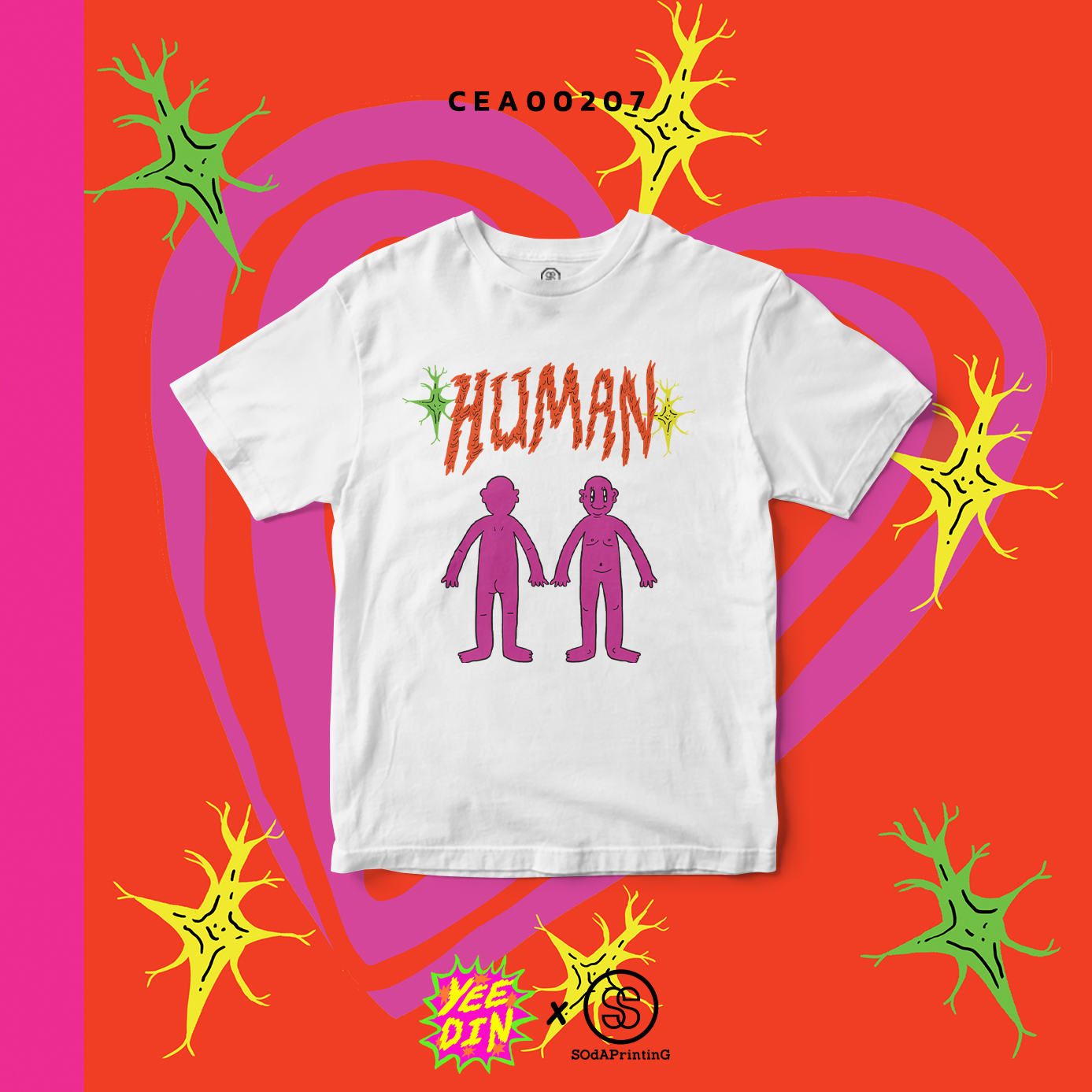 เสื้อยืด พิมพ์ลาย HUMAN สีขาว CEA00207 #เสื้อ #เสื้อยืด #Yeedin