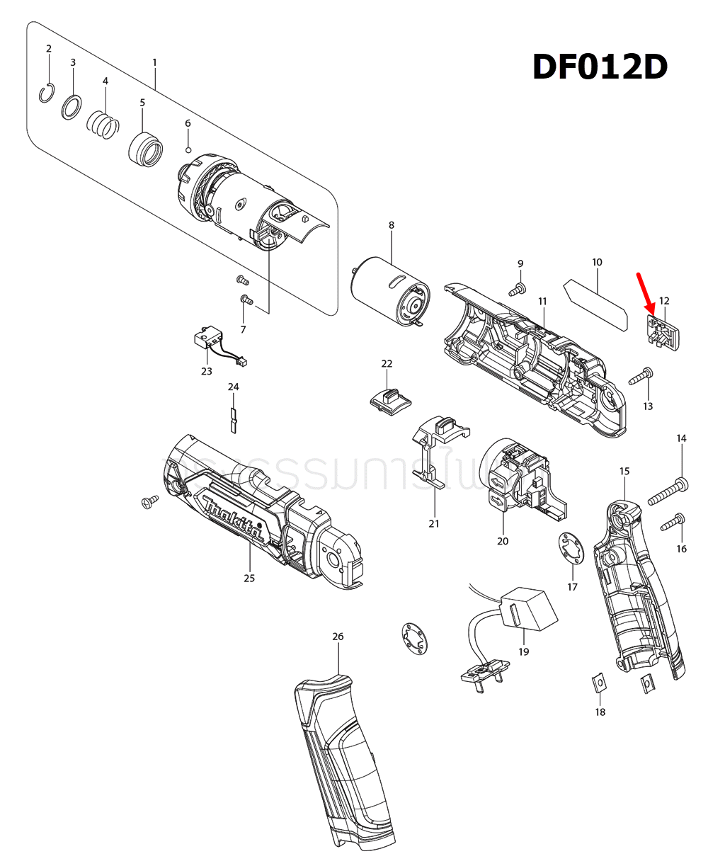 SLIDE PLATE สว่านไขควงไร้สาย Makita มากีต้า DF010D, DF010DSE, DF012D Pn.450590-7 (แท้) ##