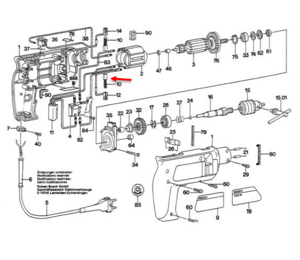 แปรงถ่าน Bosch บอช GBM350 [#10] Pn.1619P00808 (แท้-สั่ง)