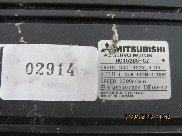 SERVO MOTOR “ MITSUBISHI ” รุ่น HC152BS-SZ