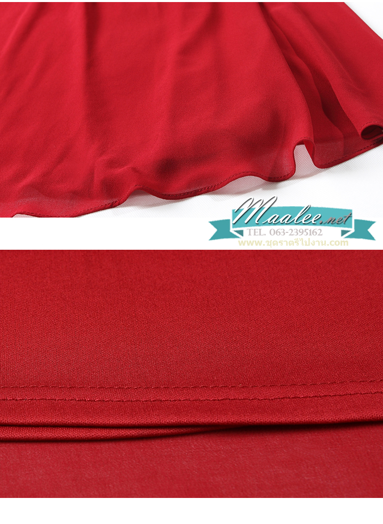 พร้อมส่ง ชุดราตรียาว เกาะอก ไหล่เดียว สีไวน์แดง ผ้าชีฟองจับเดรปไขว่ช่วงหน้าอก ทิ้งชายด้านหลัง (ซิปข้างลำตัว)