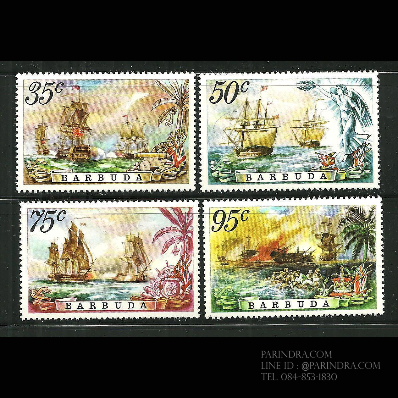 แสตมป์แอนติกา บาบูด้า ชุด THE BATTLE OF THE SAINTS/การต่อสู้ของนักบุญ ปี 1975 - Antigua and Barbuda