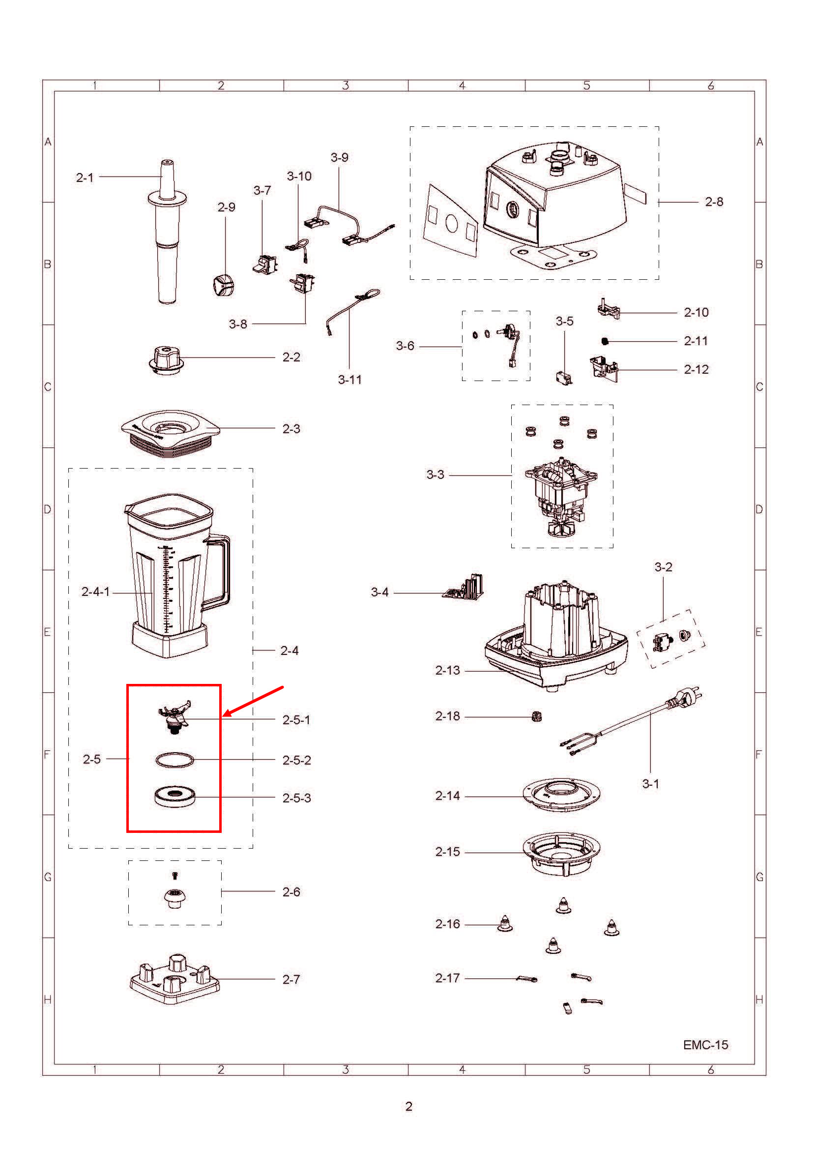 ชุดใบมีดเครื่องปั่นน้ำ ชาร์ป (SHARP) รุ่น EMC-15, EMC-21 Pn.9R303SET (แท้)