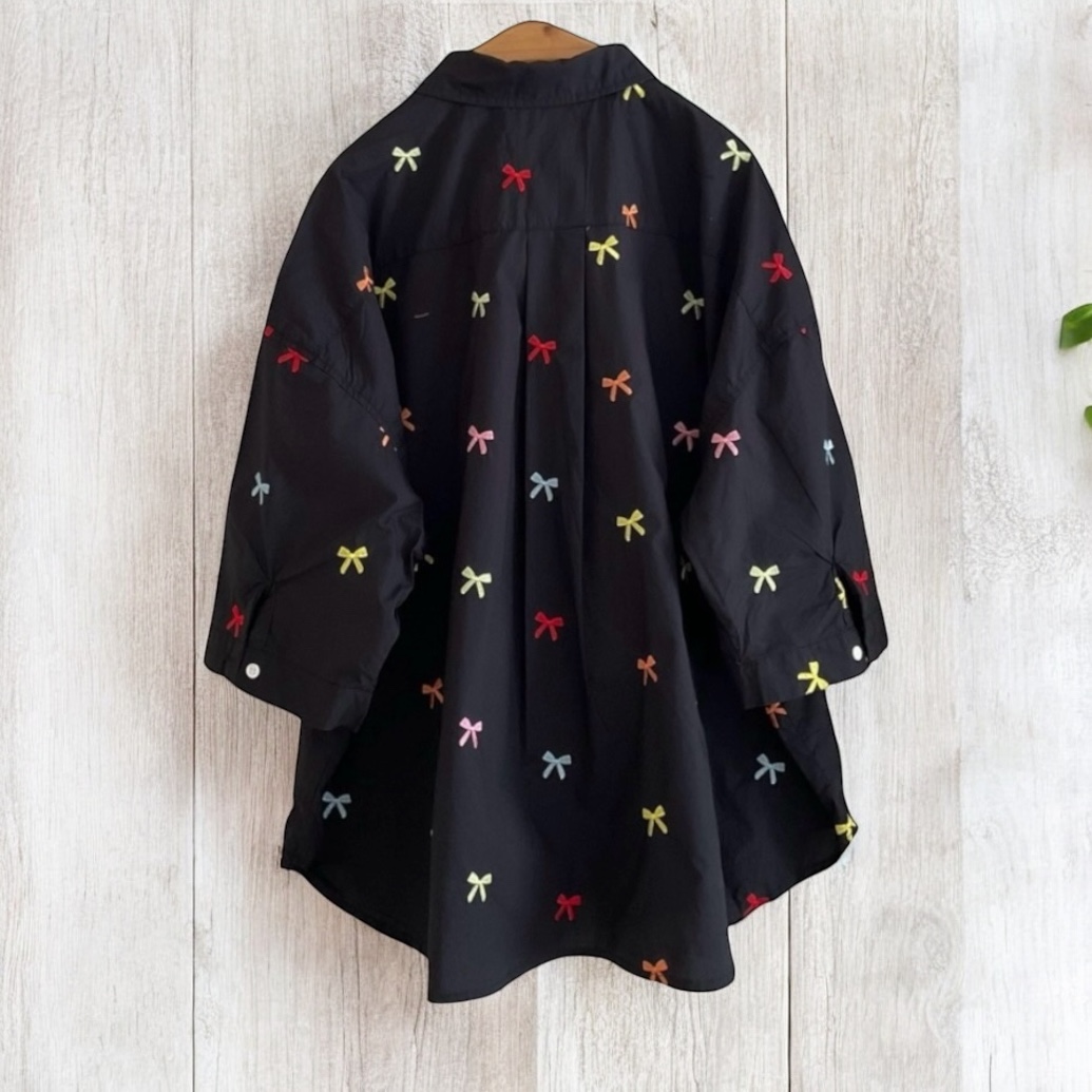 เสื้อผ้าคอตตอนปักลายโบว์