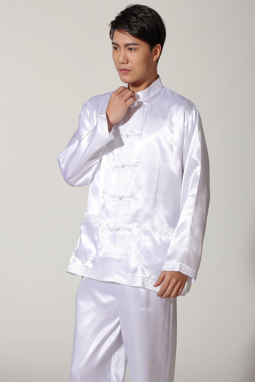 Pre-order ชุดจีนชาย แขนยาว สีขาว