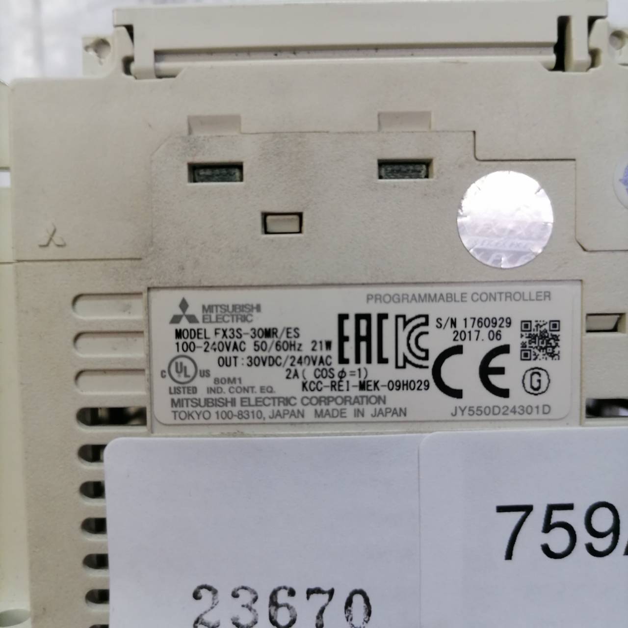 PLC “ MITSUBISHI ” รุ่น FX3S-30MR-ES