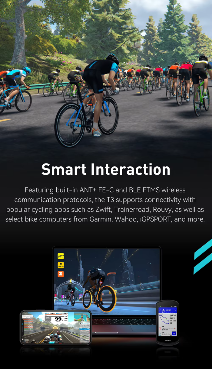 CYCPLUS T3 Smart Indoor Direct Drive Bicycle Trainer | Supports Shimano, SRAM 8-12 Speed