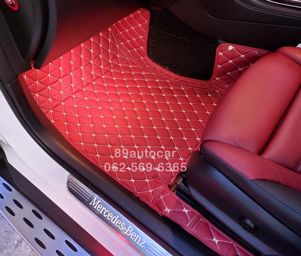 พรมรถยนต์ GLC300e Coupe ปูพรม6D สีแดงไวน์ เข้ารูป เต็มคัน