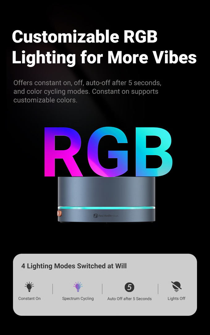 Fosi Audio VOL20 ปุ่มควบคุมระดับเสียงมัลติมีเดียผ่านบลูทูธพร้อมไฟ RGB ประกันศูนย์ไทย