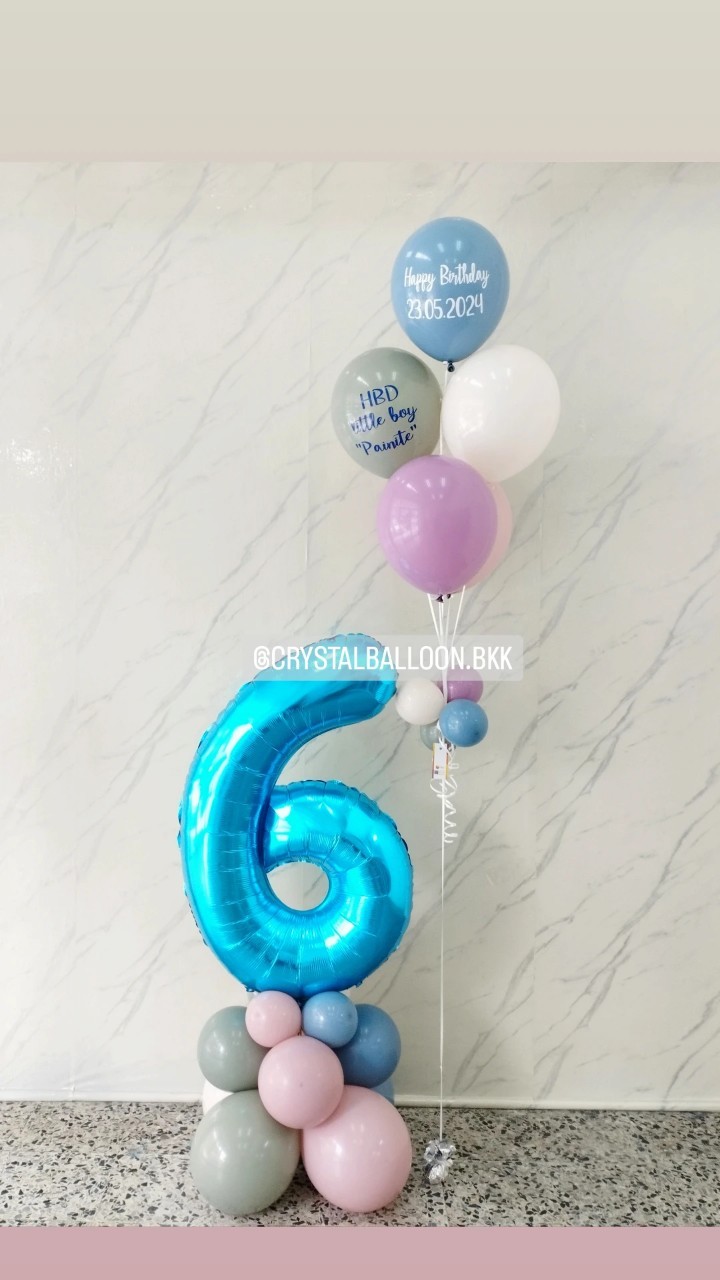 ลูกโป่ง วันเกิดเด็ก ฟอยล์ตัวเลข ขนาด 40" ตั้งฐาน 1 ชิ้น พร้อม ช่อลูกโป่ง ช่อ 5 ลูก 1 ช่อ พร้อมตกแต่ง สามารถเปลี่ยนสีลูกโป่ง/เปลี่ยนสี-ฟอยล์ตัวเลข/เปลี่ยนฟอยล์ตกแต่งได้