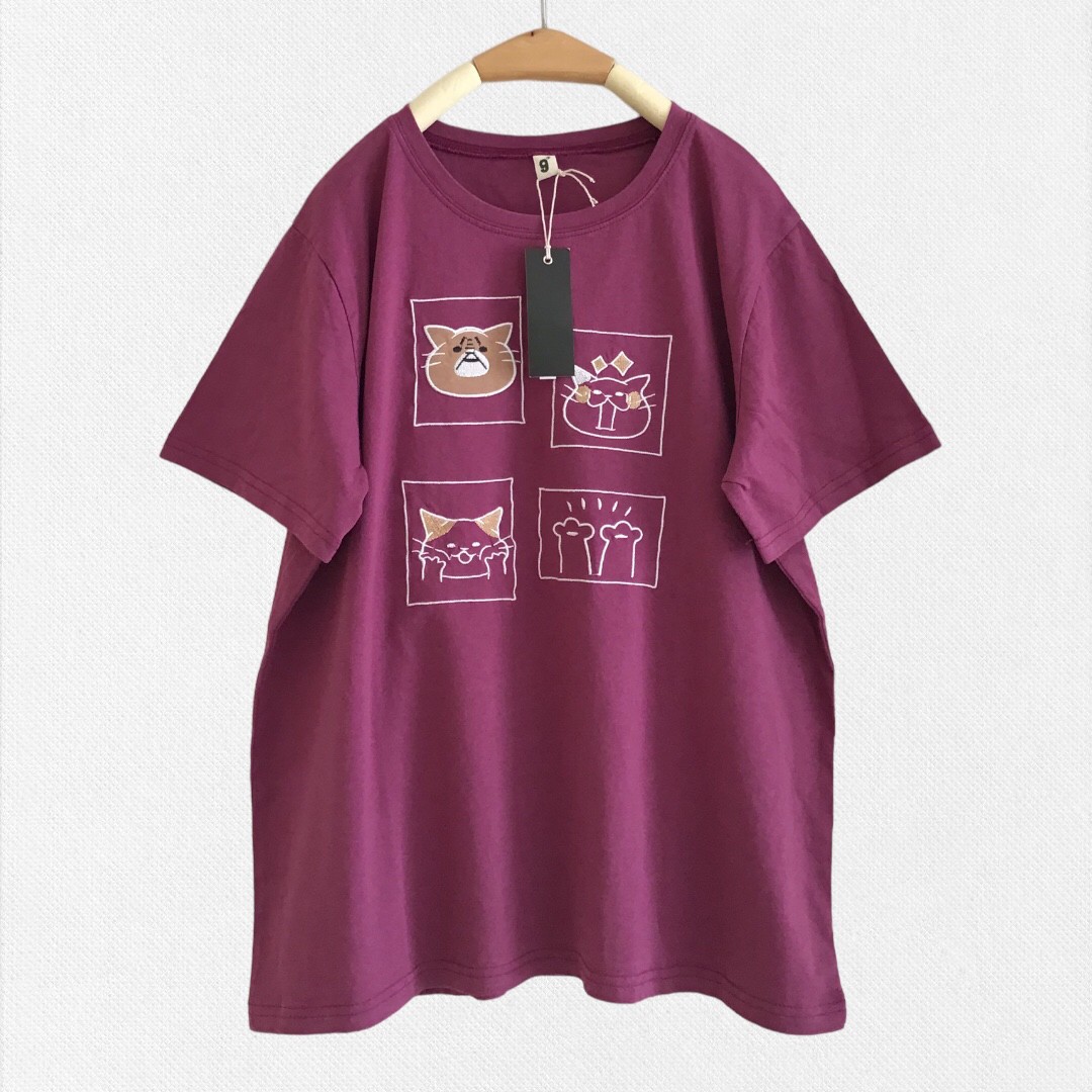 เสื้อยืดปักลายแมว 9am
