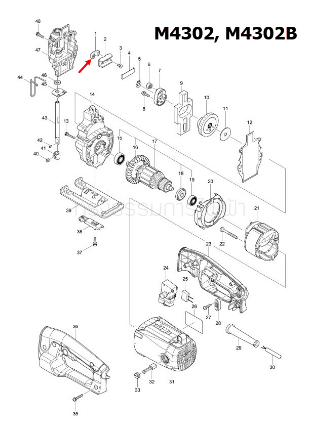 ประกับแกนเล็ก จิ๊กซอว์ มาคเทค-Maktec, Makita มากีต้า MT430, M4302, M4302B [#1] Pn.318371-4 (แท้) ##