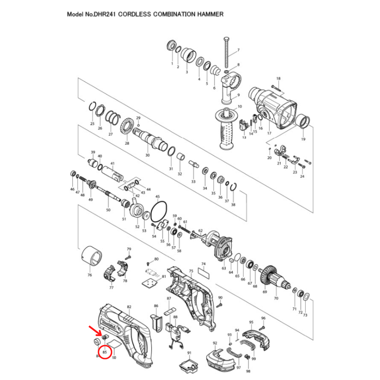 แปรงถ่าน CB-441 (คู่) Makita มากีต้า DHR241Z, DSS611, 4334D [#85] Pn.MP001418 (แท้)##(*)