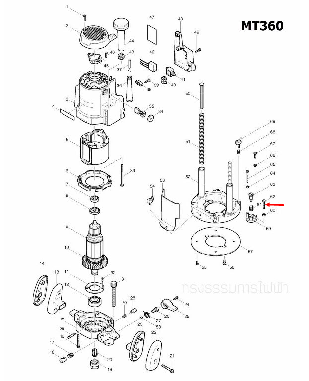 HEX. BOLT M5X28 เราท์เตอร์ Maktec มาคเทค, Makita มากีต้า MT360, MT362, M3600, M3600B [#62] Pn.265516-4 (แท้) ##