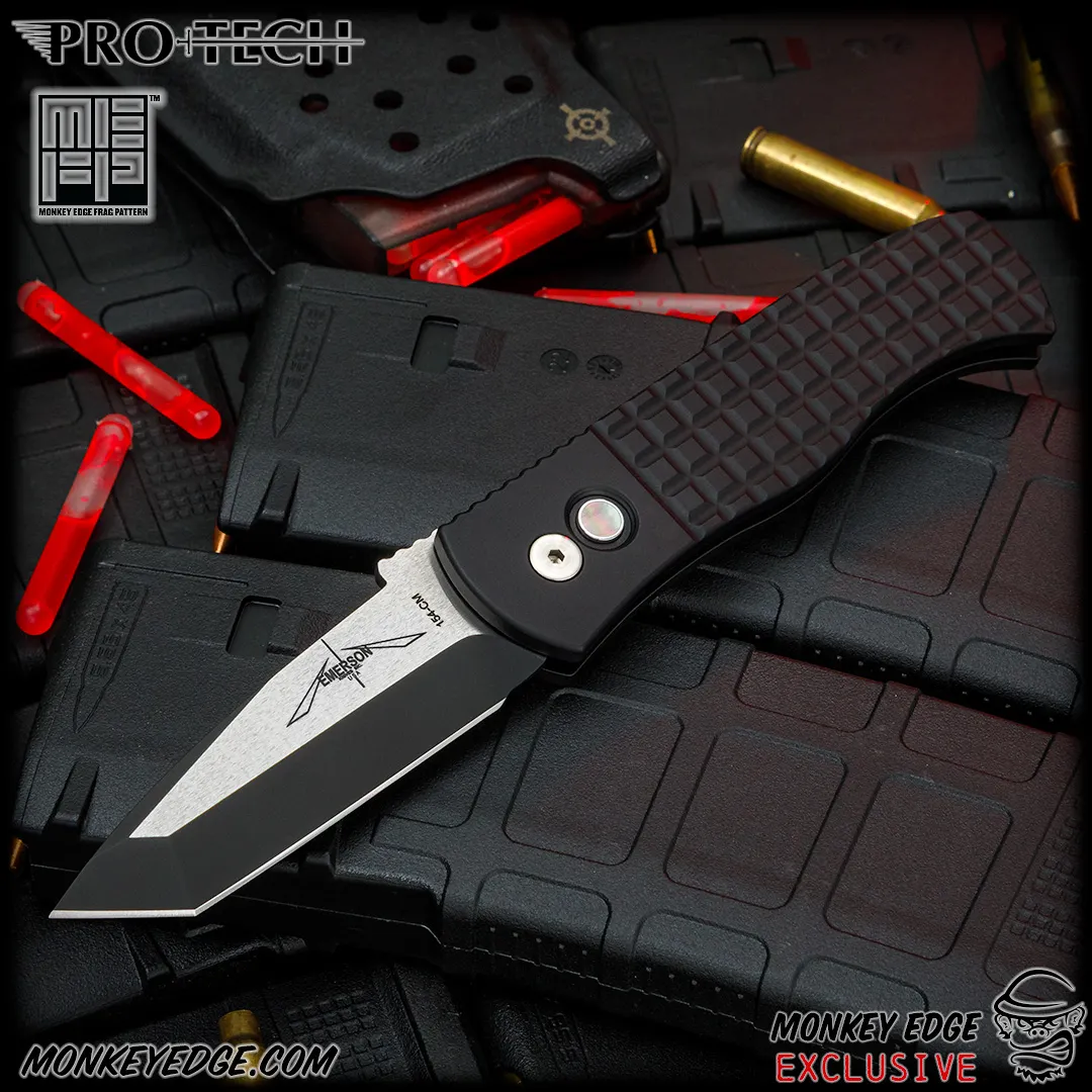 Pro-Tech Knives CQC-7 Auto Tanto - Two Tone DLC/Black w/Monkey Edge FRAG Pattern